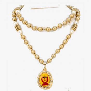 Rani Sati Dadi   Handmade Artificial Gold Pearl Mala With Pendant Pack of 100 Pieces
