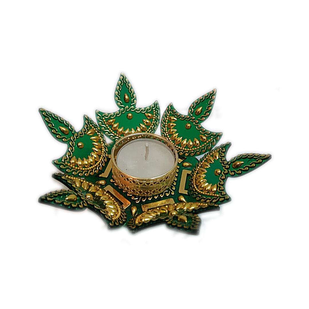 3D Green Rangoli Diya Pack of 10 Pieces